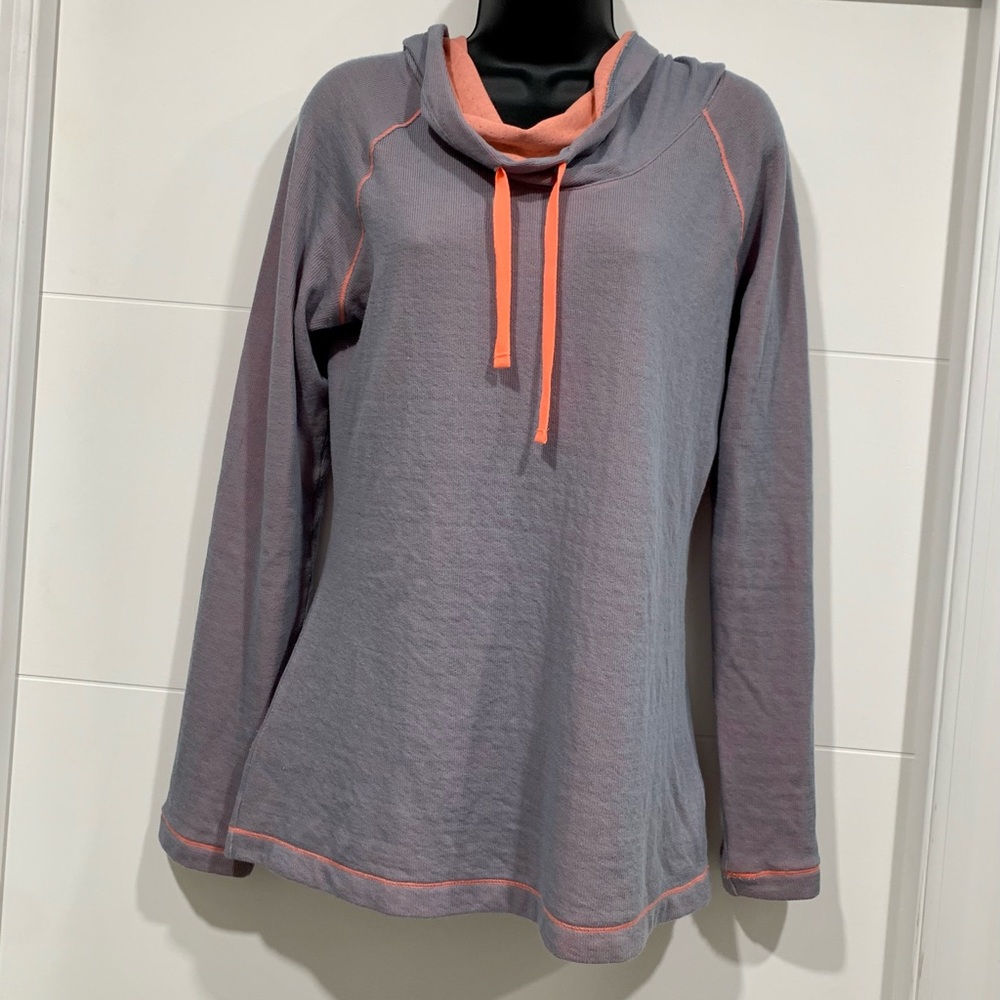 Columbia Gray Drawstring Hooded Sweater Pullover Sz Small
